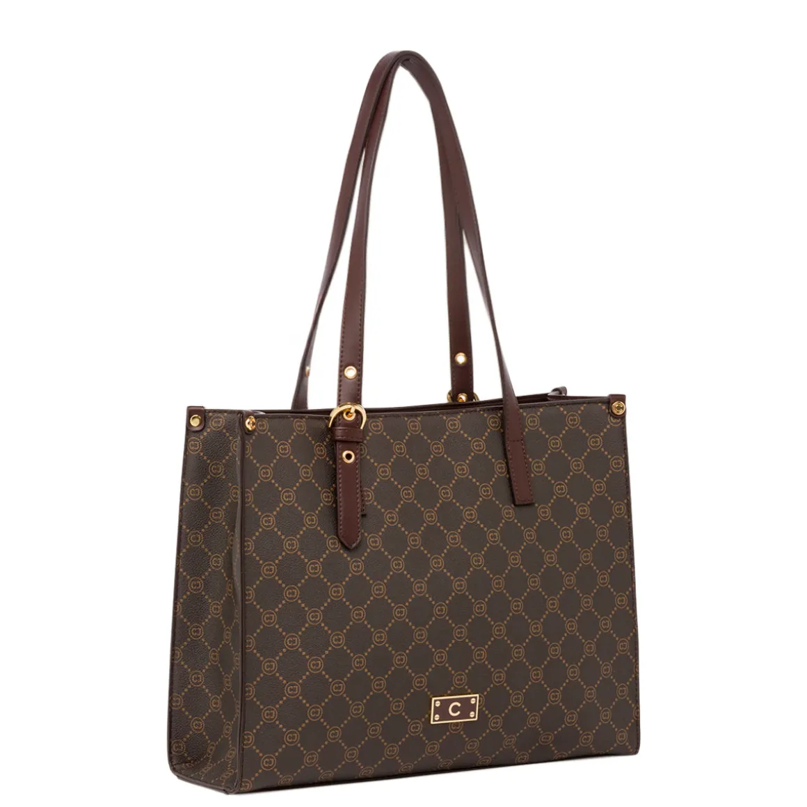 Borsa a spalla marrone da Donna con logo frontale Carrera