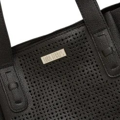 Borsa a spalla nera da Donna con dettagli traforati Lora Ferres