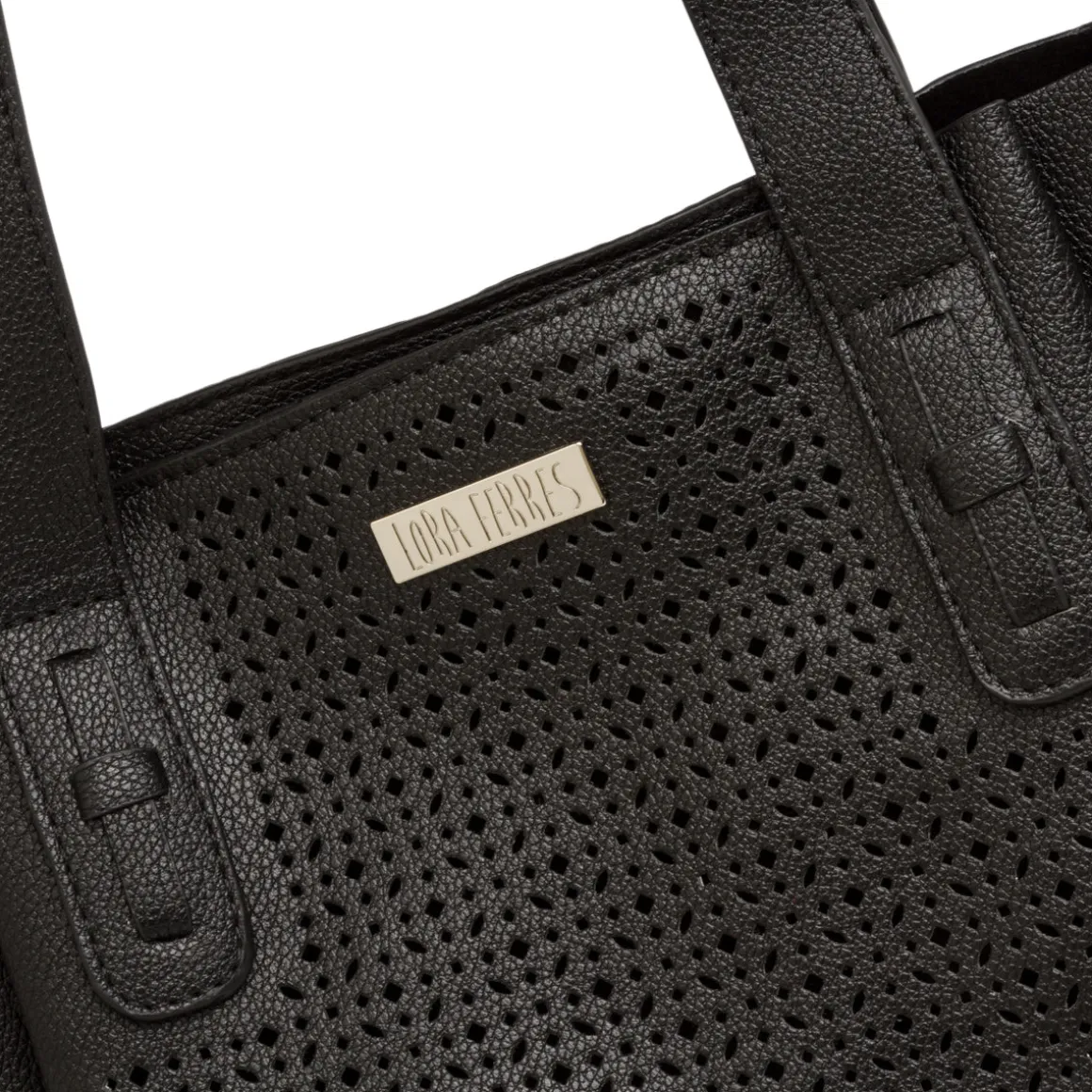 Borsa a spalla nera da Donna con dettagli traforati Lora Ferres