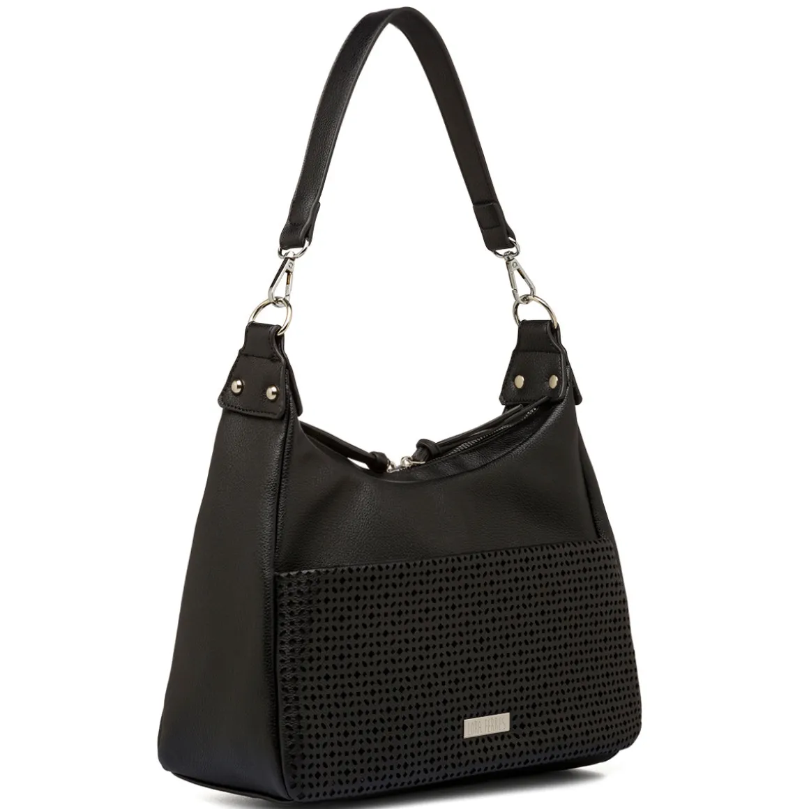 Borsa a spalla nera da Donna con dettagli traforati Lora Ferres