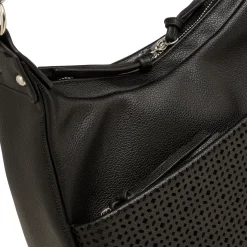 Borsa a spalla nera da Donna con dettagli traforati Lora Ferres