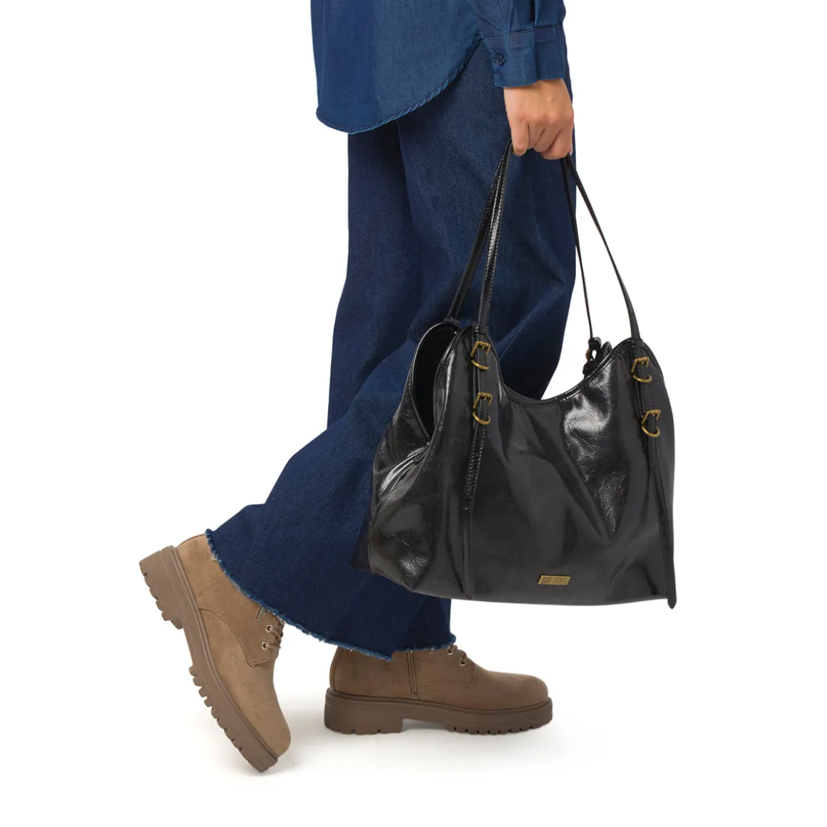 Borsa a spalla nera da Donna con logo Lora Ferres