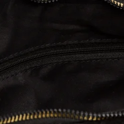 Borsa a spalla nera da Donna in tessuto intrecciato effetto crochet e logo Lora Ferres