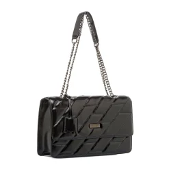 Borsa a Spalla nera da Donna con Trama a Rombi Lora Ferres