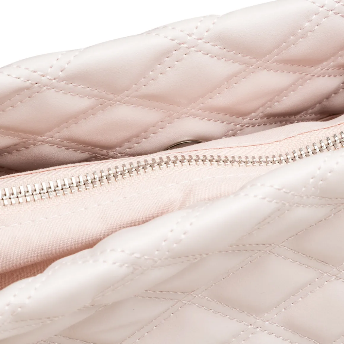 Borsa a spalla rosa chiaro da Donna trapuntata con motivo a rombi Lora Ferres