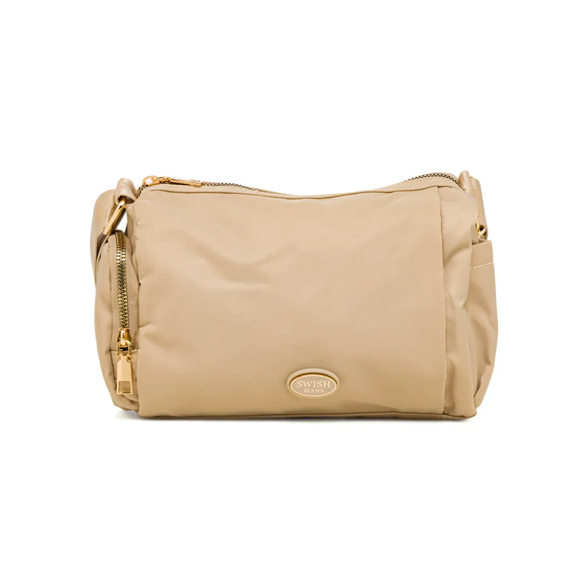 Borsa a tracolla beige da Donna in tessuto lucido con logo Swish Jeans