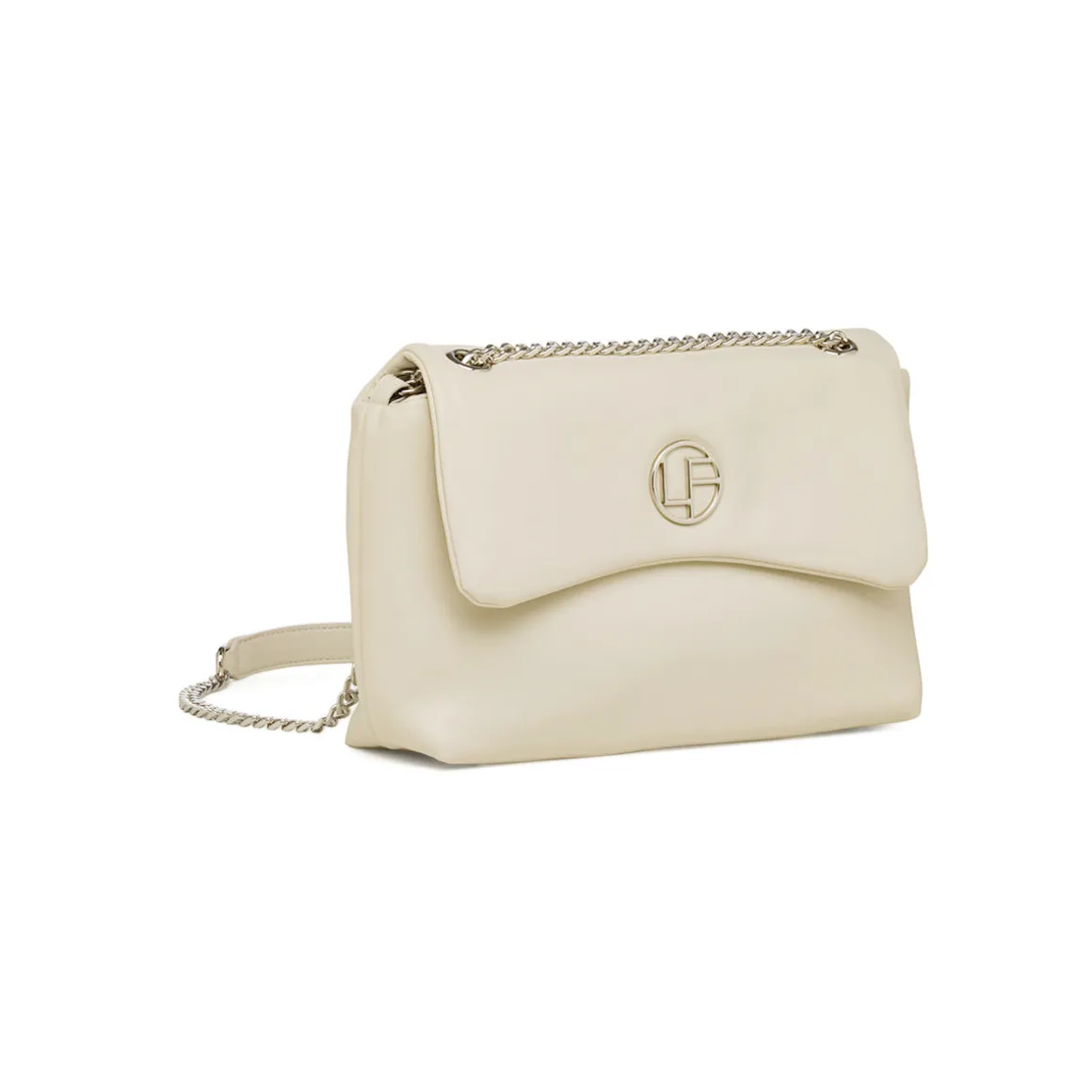 Borsa a tracolla bianco off-white da Donna con catena e logo in metallo Lora Ferres