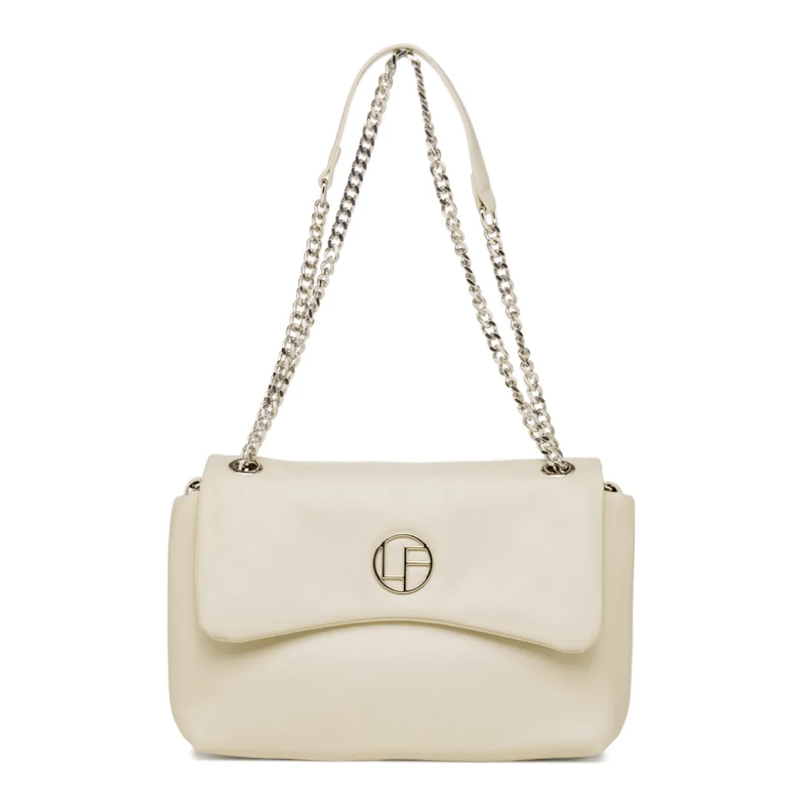 Borsa a tracolla bianco off-white da Donna con catena e logo in metallo Lora Ferres