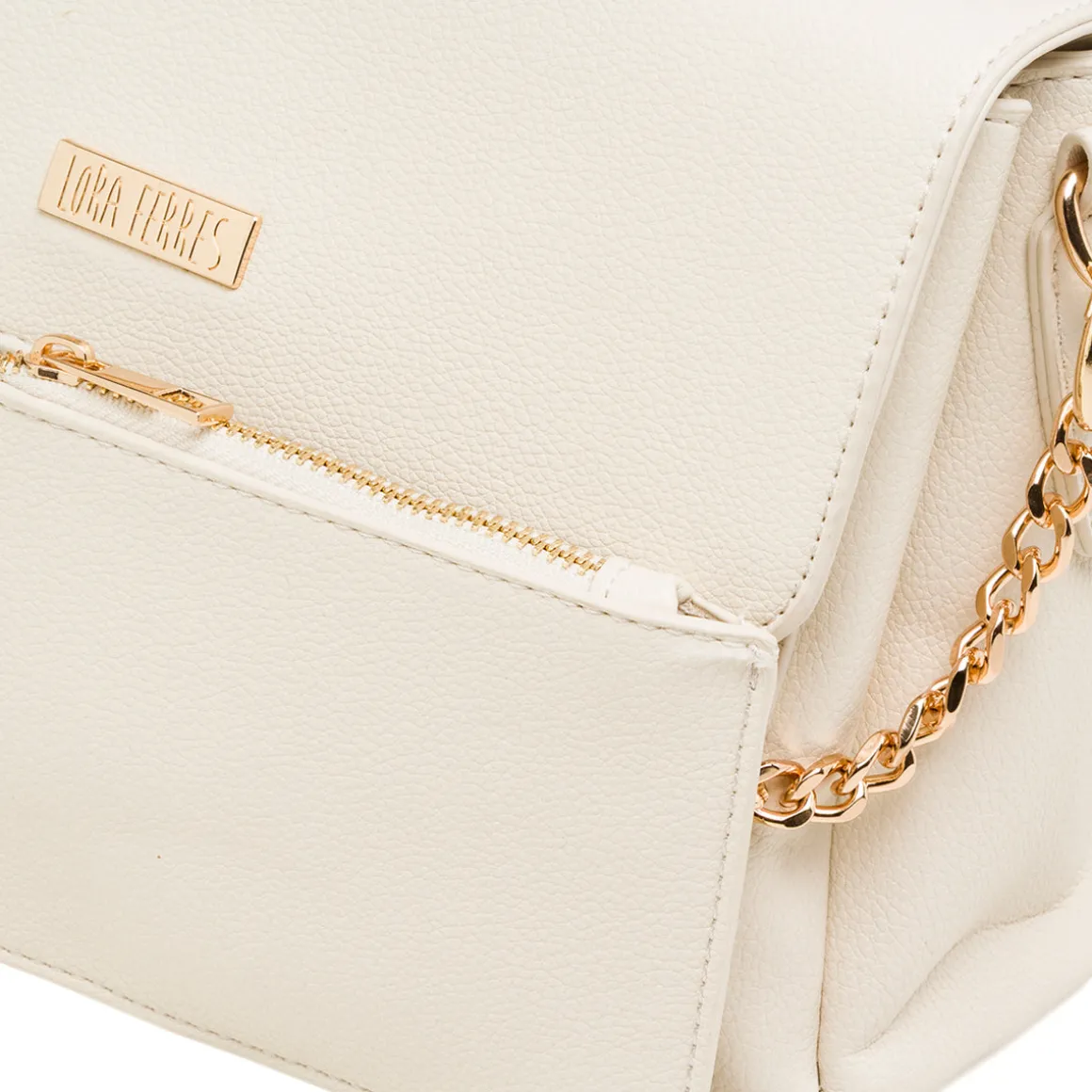 Borsa a tracolla bianco off-white da Donna con logo in metallo Lora Ferres