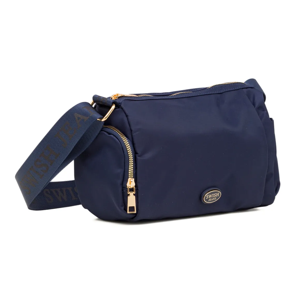 Borsa a tracolla blu da Donna in tessuto lucido con logo Swish Jeans