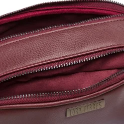 Borsa a tracolla Bordeaux da Donna con chiusura zip Lora Ferres