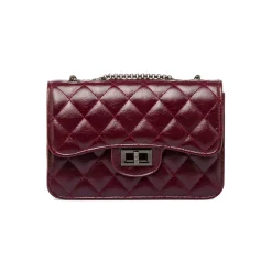 Borsa a tracolla Bordeaux da Donna con trapuntatura a rombi Lora Ferres