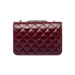 Borsa a tracolla Bordeaux da Donna con trapuntatura a rombi Lora Ferres