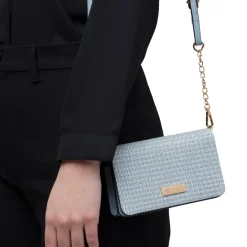 Borsa a tracolla celeste da Donna in tessuto intrecciato effetto rafia Lora Ferres