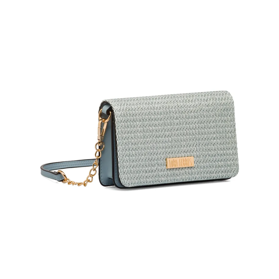 Borsa a tracolla celeste da Donna in tessuto intrecciato effetto rafia Lora Ferres