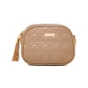 Borsa a tracolla color taupe effetto trapuntato Lora Ferres