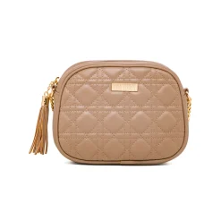 Borsa a tracolla color taupe effetto trapuntato Lora Ferres