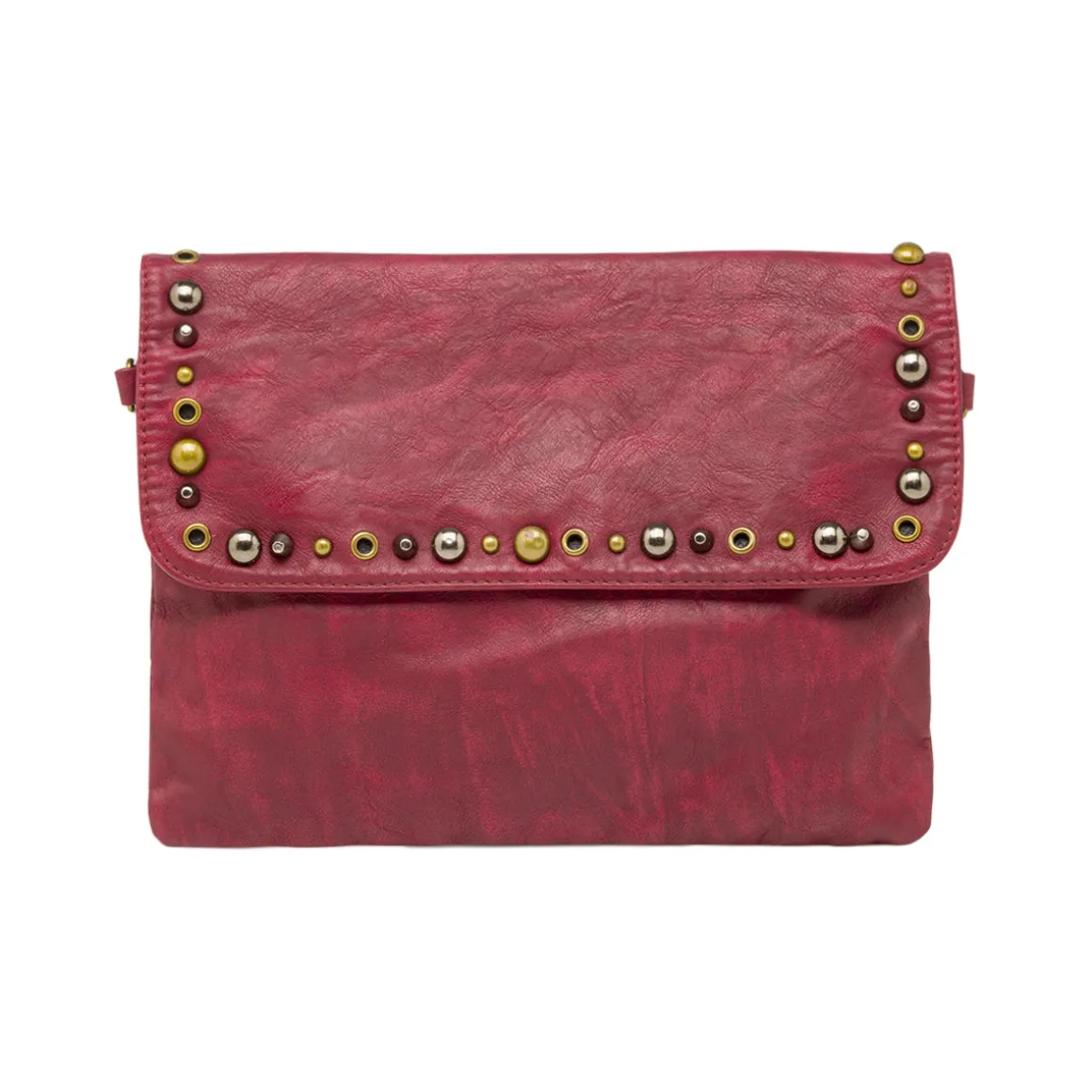 Borsa a tracolla da donna Bordeaux con borchie metalliche Swish Jeans