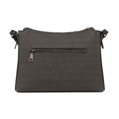 Borsa a Tracolla da Donna Nera con Stampa Logo All Over Swish Jeans