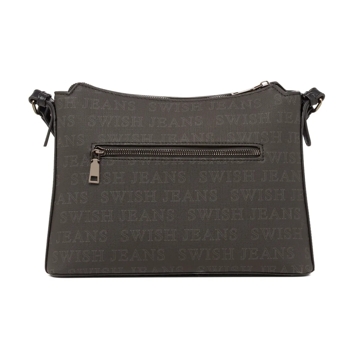 Borsa a Tracolla da Donna Nera con Stampa Logo All Over Swish Jeans