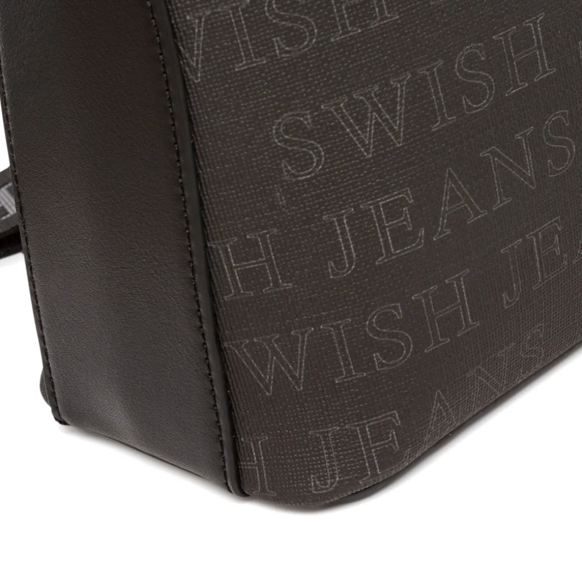Borsa a Tracolla da Donna Nera con Stampa Logo All Over Swish Jeans