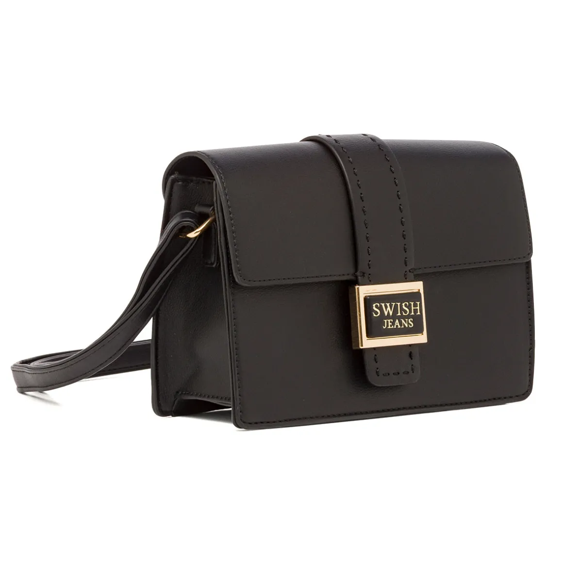 Borsa a Tracolla da Donna Nera con Chiusura Logo Swish Jeans