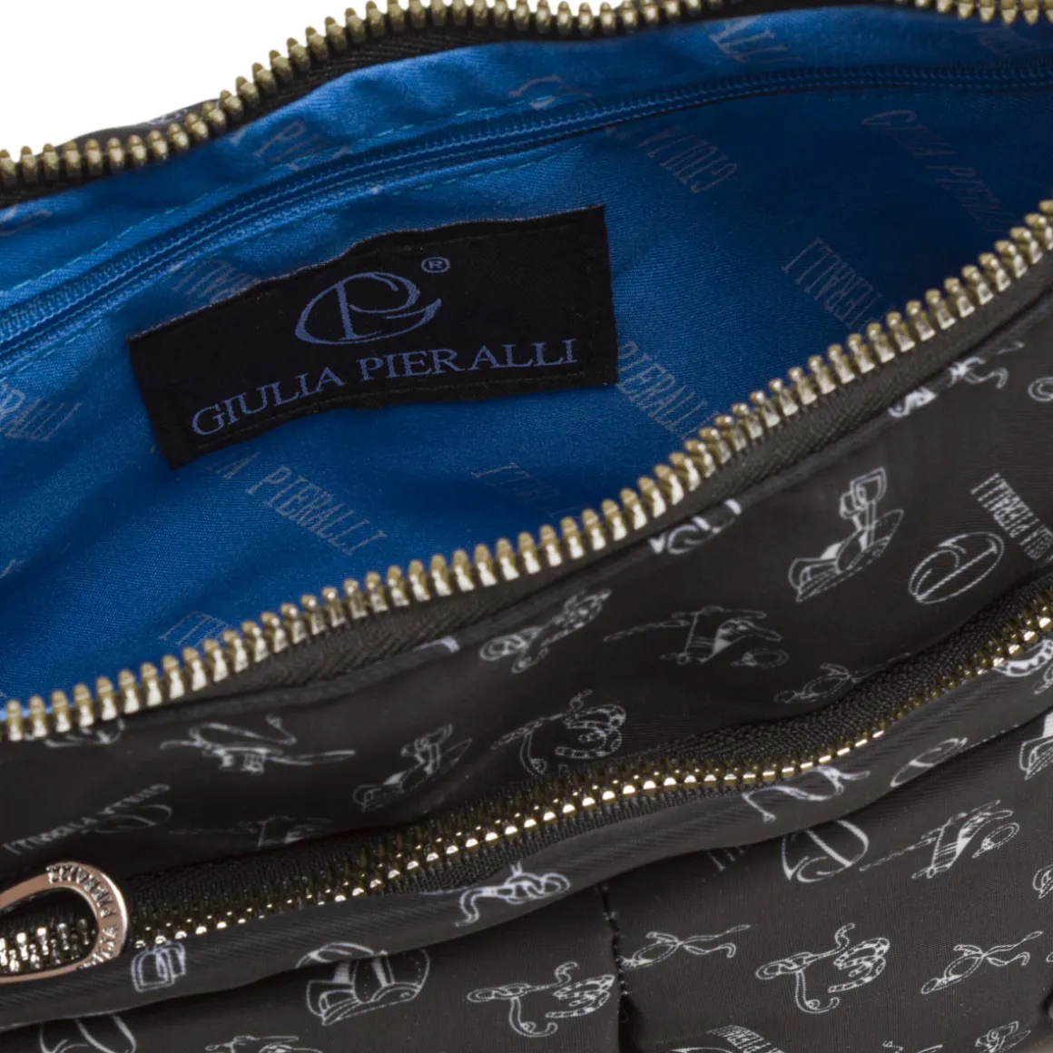 Borsa a tracolla da donna nera con stampa all-over Giulia Pieralli
