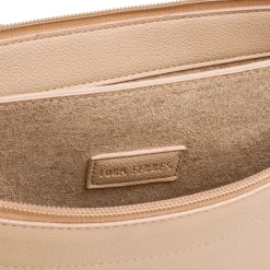 Borsa a tracolla donna beige con dettagli cuciture a vista Lora Ferres