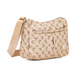 Borsa a tracolla Giulia Pieralli da donna taupe con stampa all-over