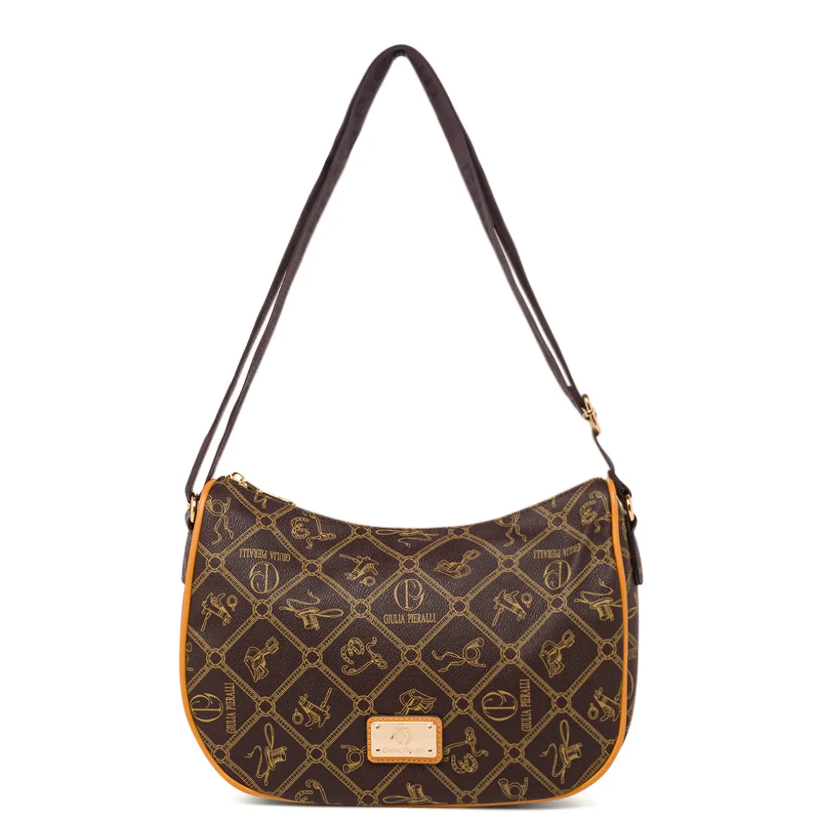 Borsa a tracolla marrone da Donna con stampa logo All Over Giulia Pieralli