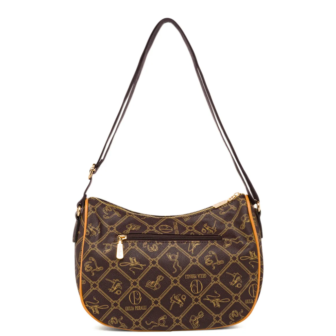 Borsa a tracolla marrone da Donna con stampa logo All Over Giulia Pieralli
