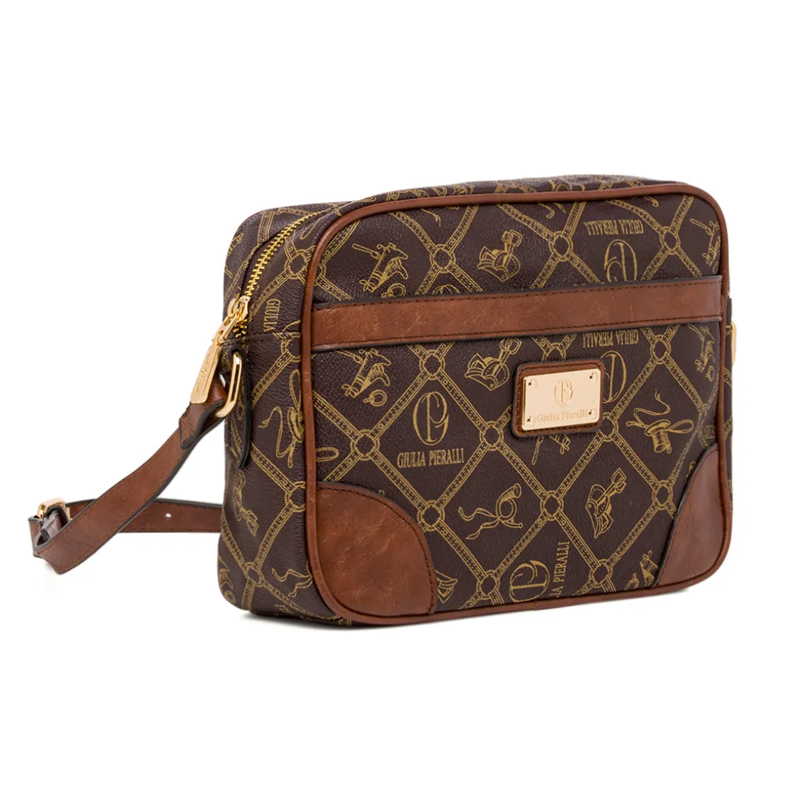 Borsa a tracolla marrone da Donna con stampa logo All Over Giulia Pieralli