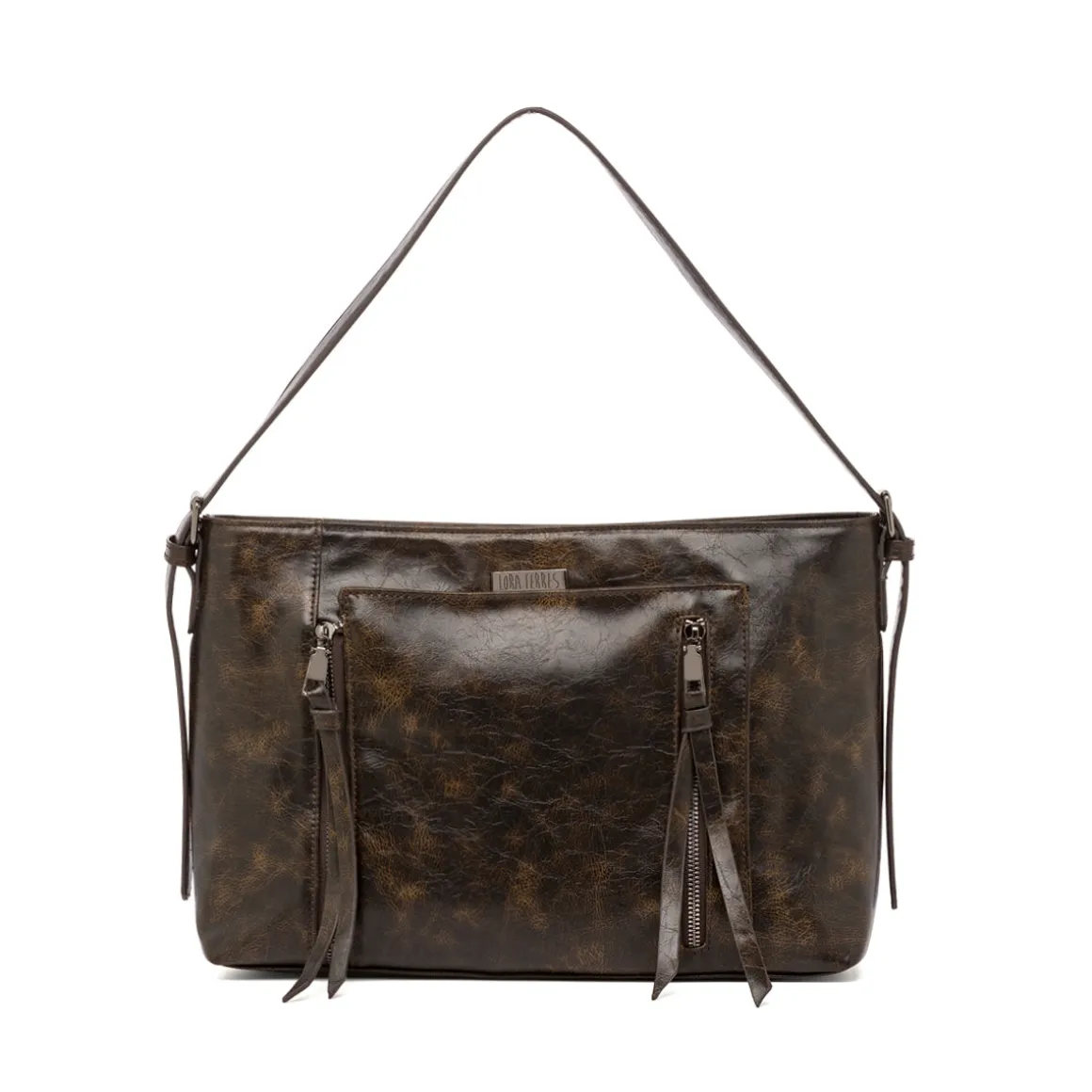 Borsa a tracolla marrone da Donna con dettagli zip Lora Ferres