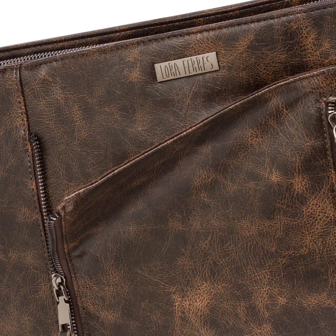 Borsa a tracolla marrone da Donna con dettagli zip Lora Ferres