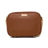Borsa a tracolla marrone con logo in metallo Lora Ferres
