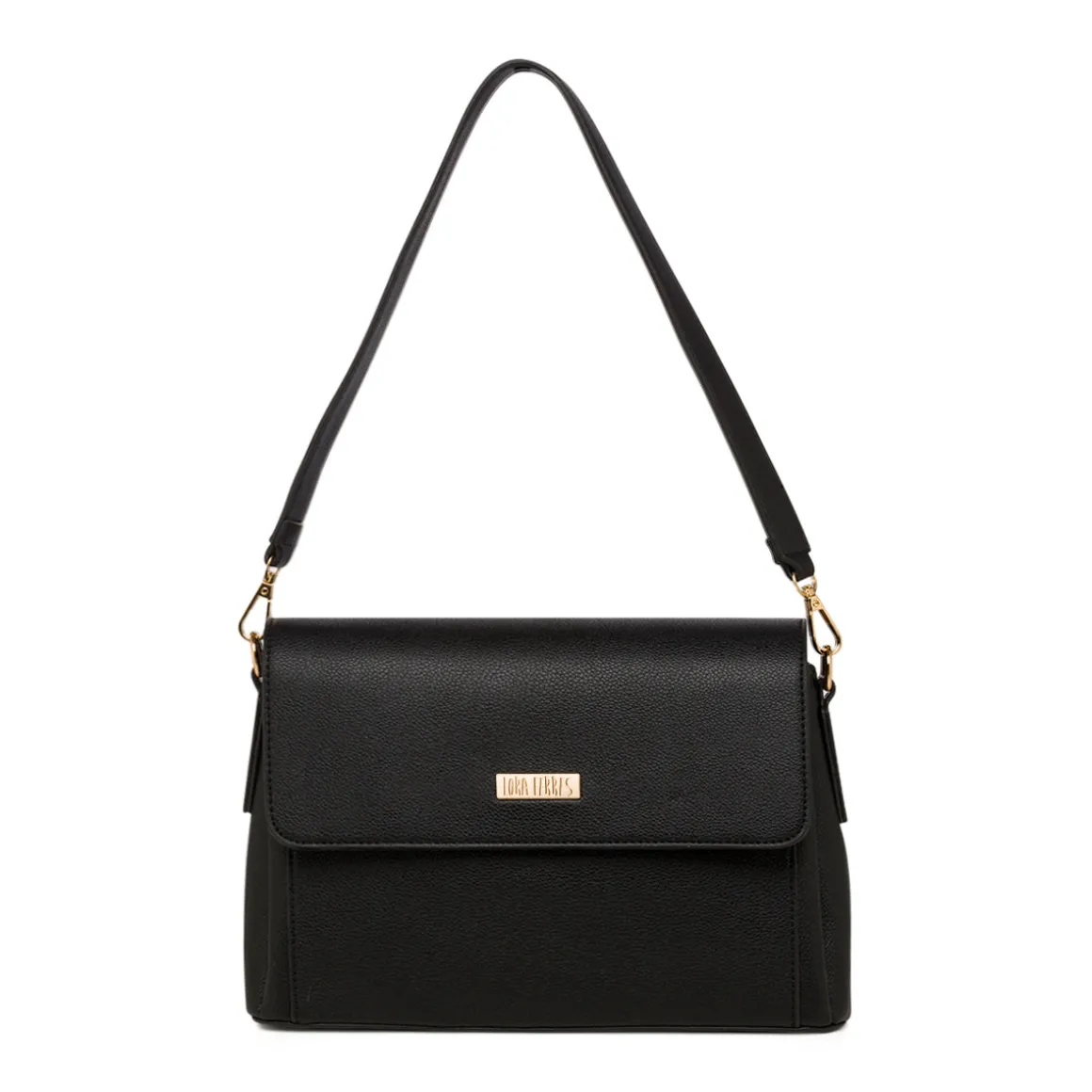 Borsa a tracolla nera da Donna con logo in metallo Lora Ferres
