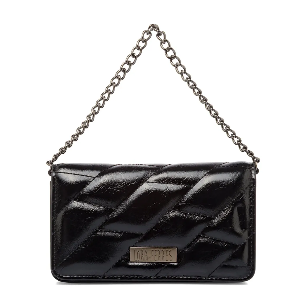 Borsa a tracolla nera da Donna effetto vernice Lora Ferres