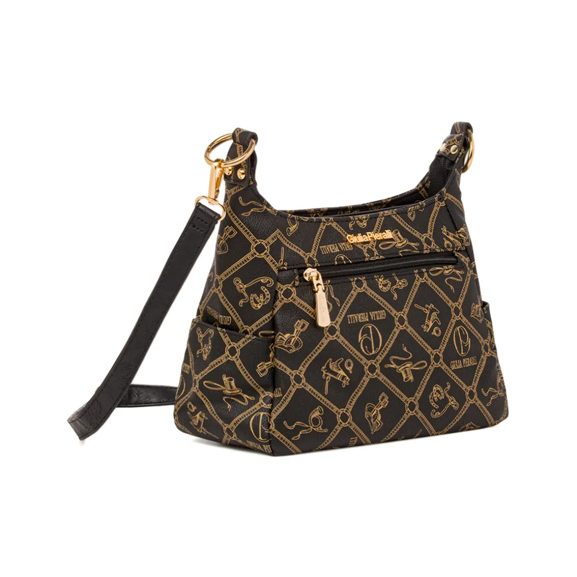 Borsa a tracolla nera da Donna con stampa All Over Giulia Pieralli