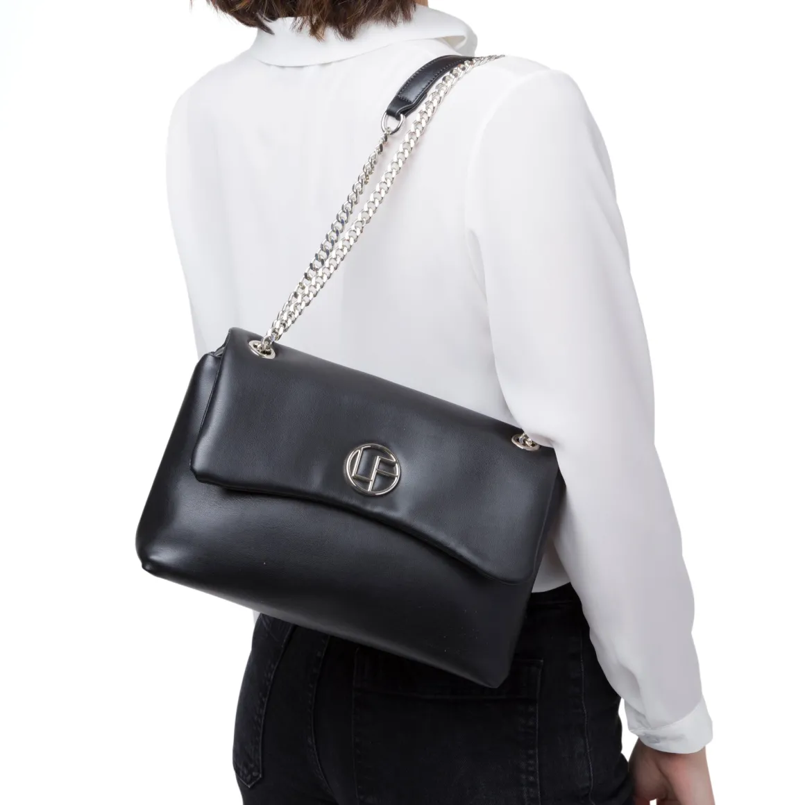 Borsa a tracolla nera da Donna con catena Lora Ferres