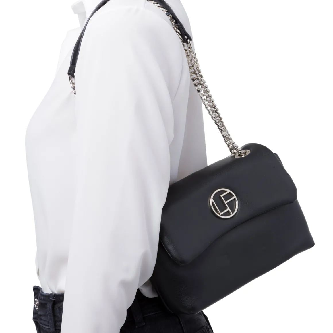 Borsa a tracolla nera da Donna con catena Lora Ferres