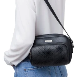 Borsa a tracolla nera da Donna con dettagli traforati Lora Ferres