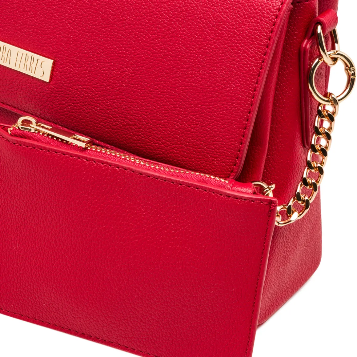 Borsa a tracolla rossa da Donna con logo in metallo Lora Ferres