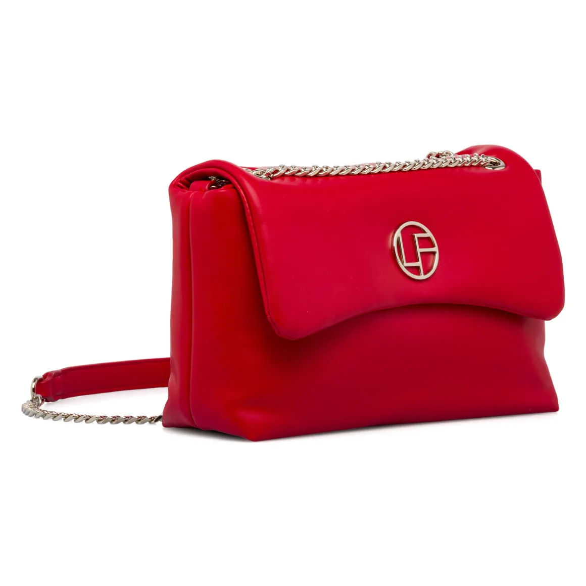 Borsa a tracolla rossa da Donna con catena e dettaglio logo Lora Ferres