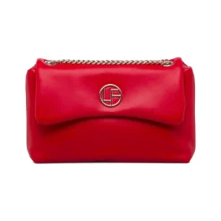 Borsa a tracolla rossa da Donna con catena e dettaglio logo Lora Ferres