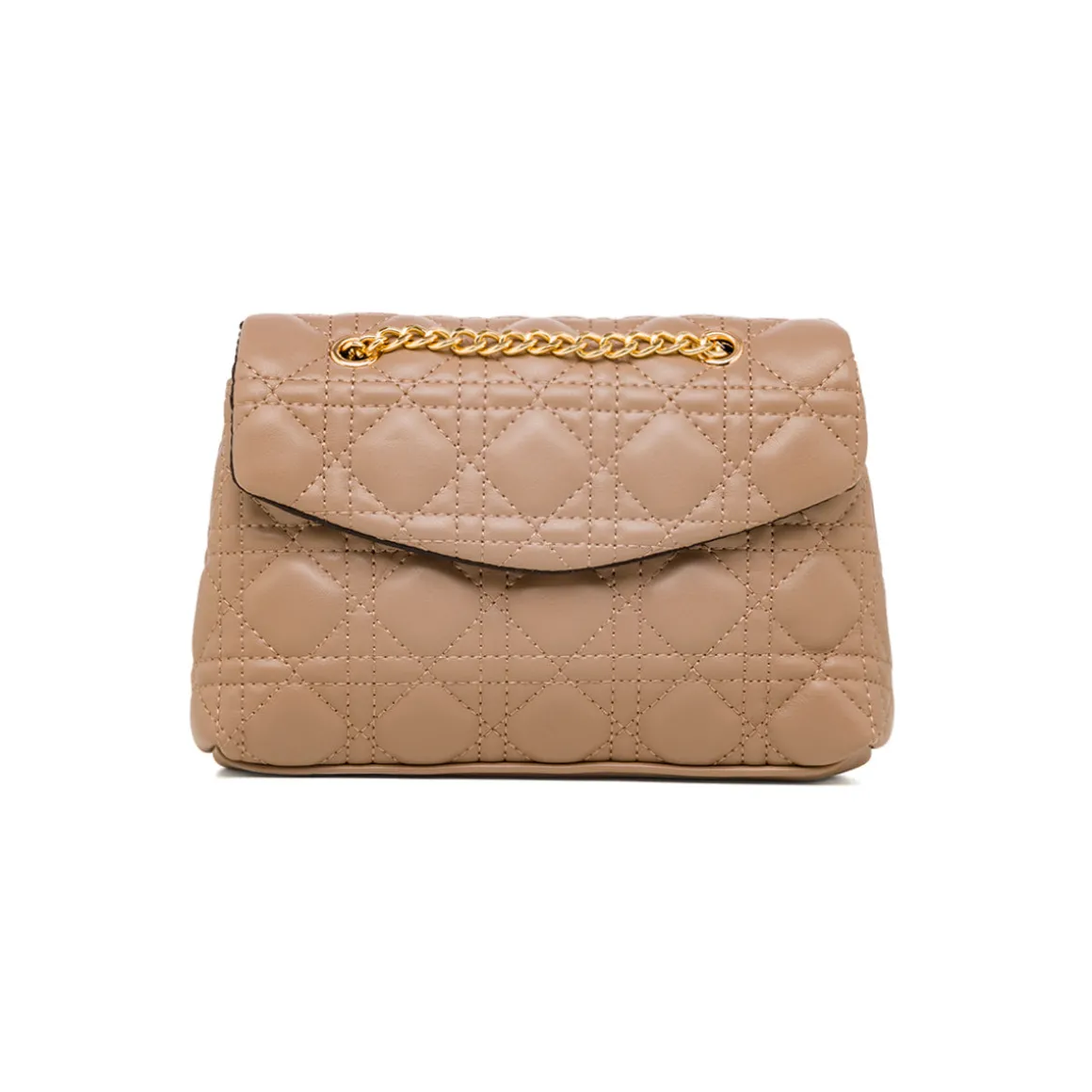 Borsa a tracolla taupe effetto trapuntato Lora Ferres