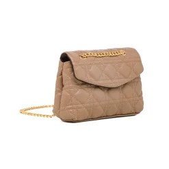 Borsa a tracolla taupe effetto trapuntato Lora Ferres