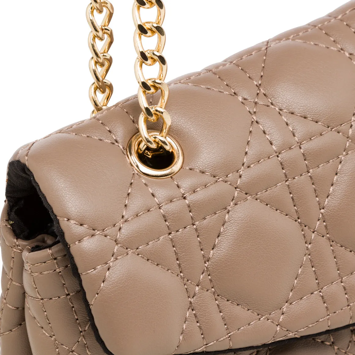 Borsa a tracolla taupe effetto trapuntato Lora Ferres