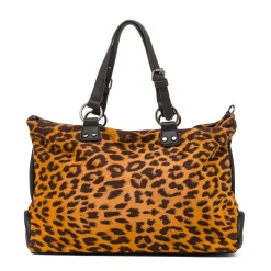 Borsa con Stampa Animalier Leopardata e Doppio Manico Swish Jeans