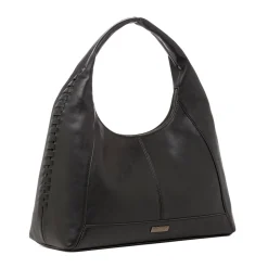 Borsa Hobo da Donna Nera con Dettaglio Intrecciato Lora Ferres