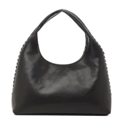 Borsa Hobo da Donna Nera con Dettaglio Intrecciato Lora Ferres